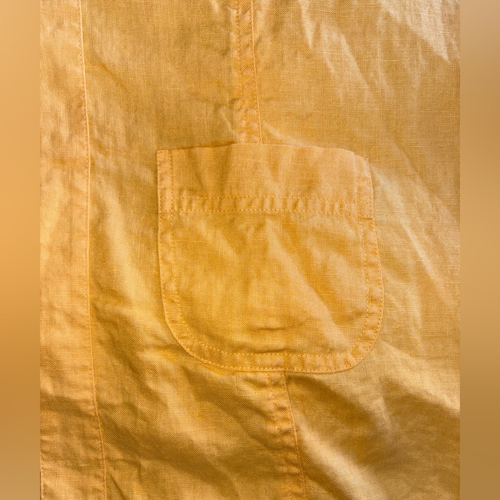 Coldwater Creek 100% Linen Tunic Top Yellow Petite Small PS Pocket Lightweight - Picture 9 of 12